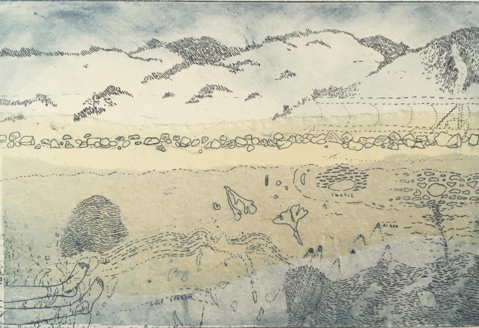 2. Keziah Philipps, Sea Palling, copper etching with chin collé, 10cm x 20cm.png