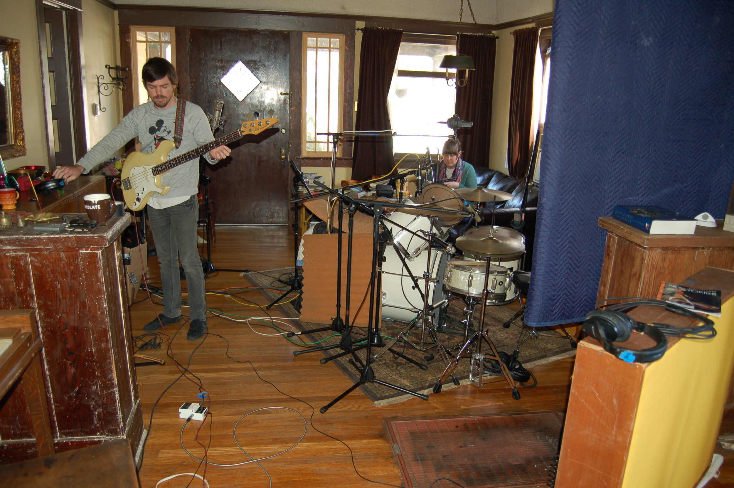 All these pictures of us recording are in David and Meredith's house in Highland Park.