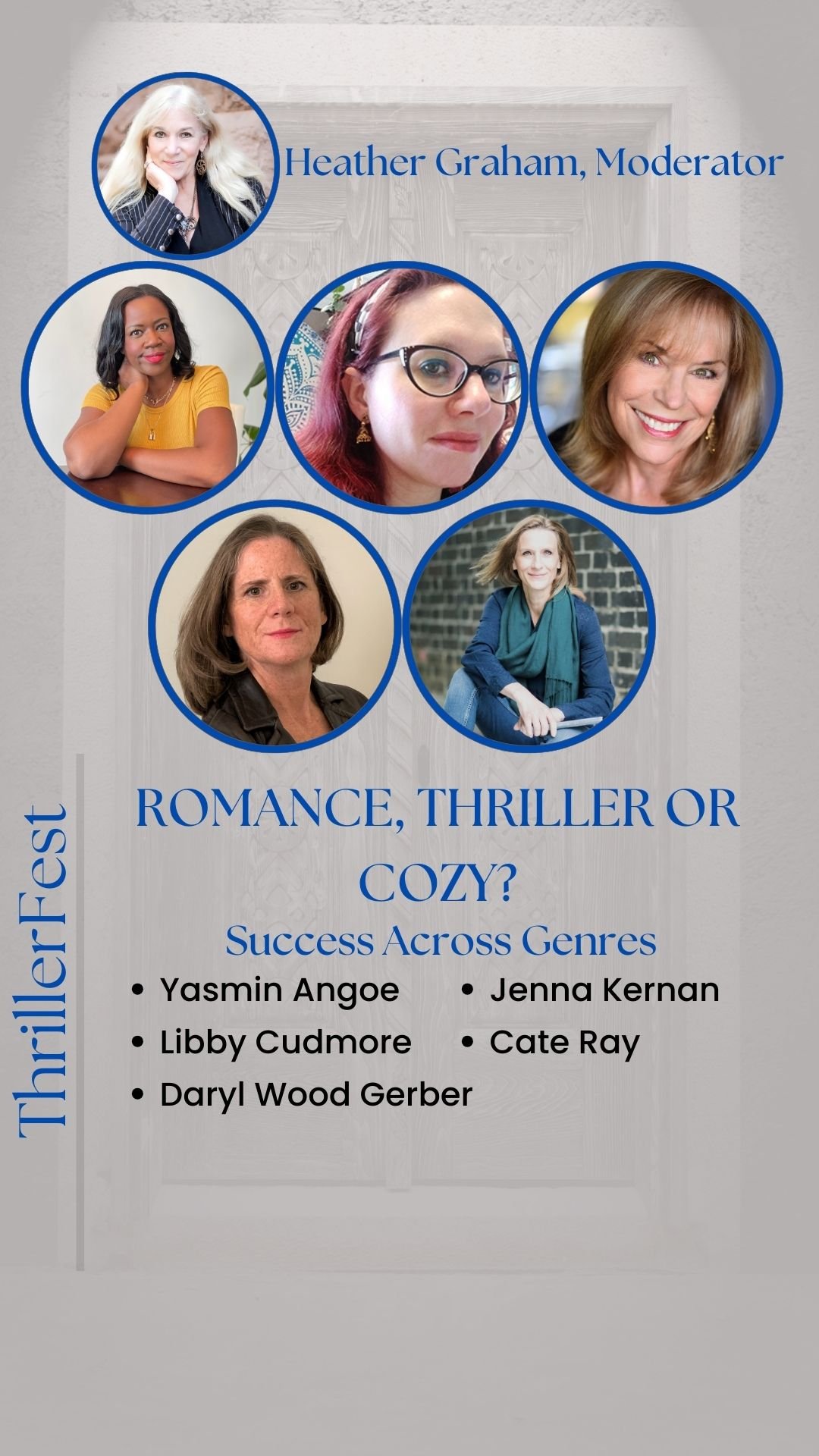 Looking forward to Thrillerfest in NYC. 
I&rsquo;ll be joining the panel ROMANCE, THRILLER OR COZY? Success Across Genres moderated by @heathergraham and a stellar assembly of genre-jumping authors:
Hope you will join us for a lively discussion with&