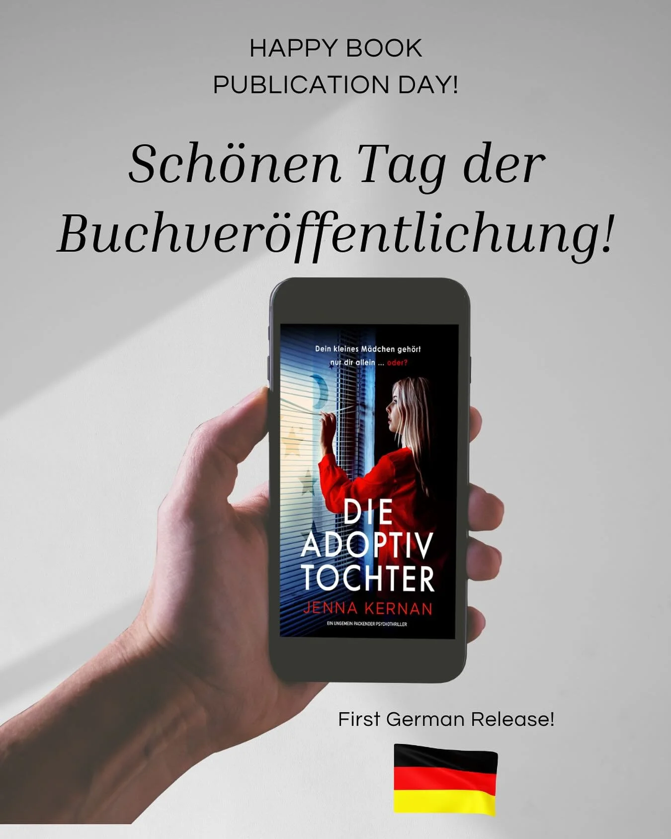 Jenna Kernan&lsquo;s popular thriller, The Adoption (Die Adoptivtocher/the Adopted Daughter) releases today in Germany🇩🇪. #psychologicalthriller 💥Unlock the secret these perfect adoptive parents 👩👨 are hiding.