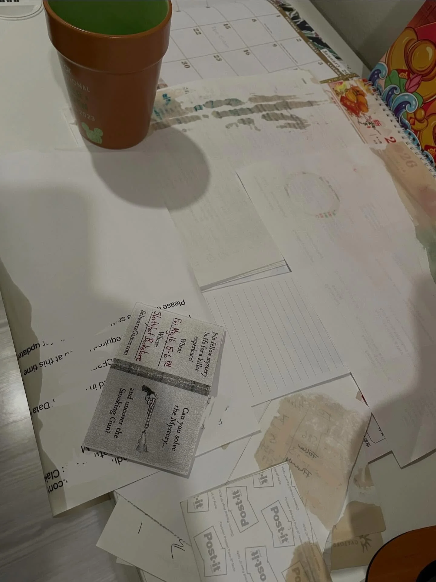 Just spilled the full cup of coffee all over my desk. It soaked a stack of papers that had a post-it reading IDEAS. Likely not important&mdash; right? RIGHT? Plus, I have no coffee ☕️ now 😖