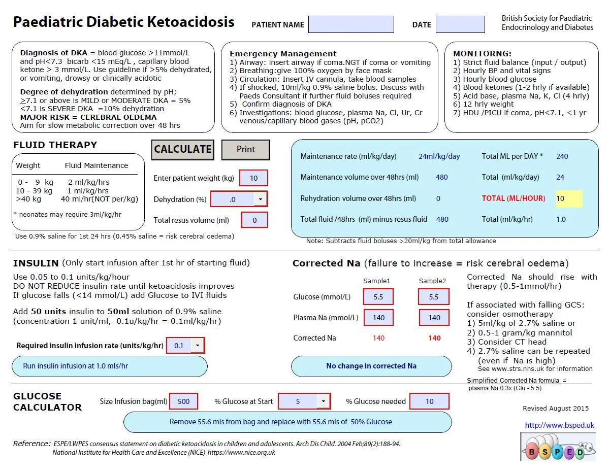 Paediatric DKA Calculator