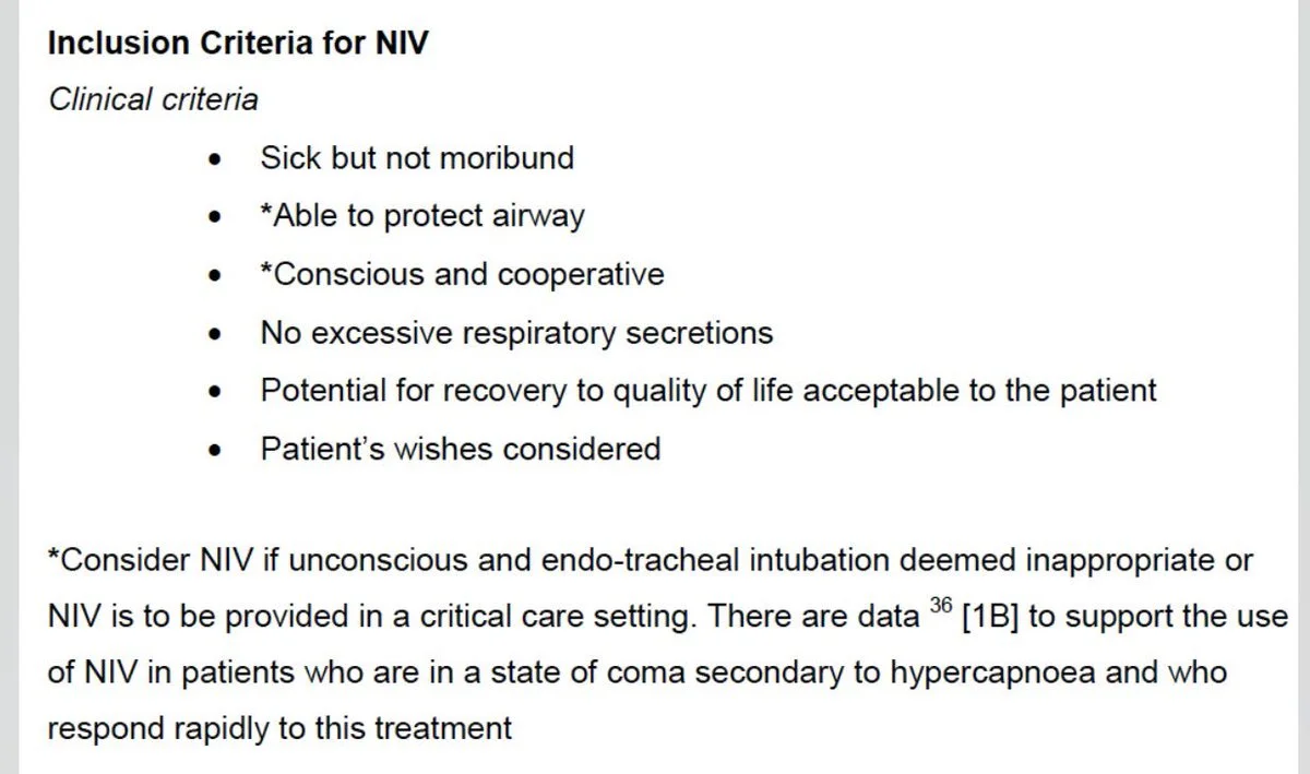 NIV Inclusion Criteria