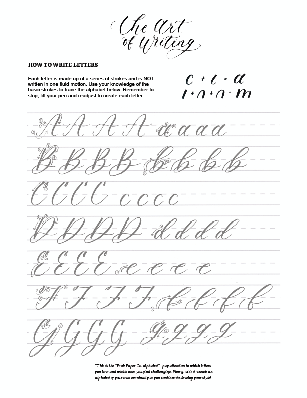 Workbook #2 Lowercase Alphabet (Miniscule) Modern Calligraphy Workbook for  Large Markers