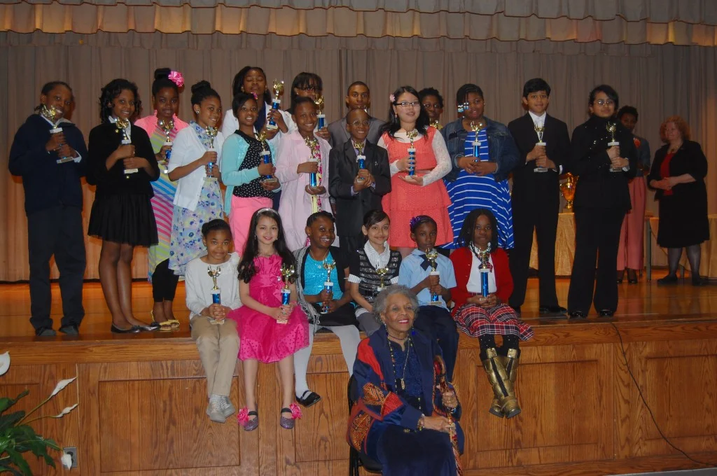 Dr. Adelaide Sanford with participants from the 2017 Oratory Competition.