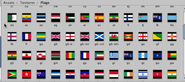 (flag textures imported into Unity for use in-game)