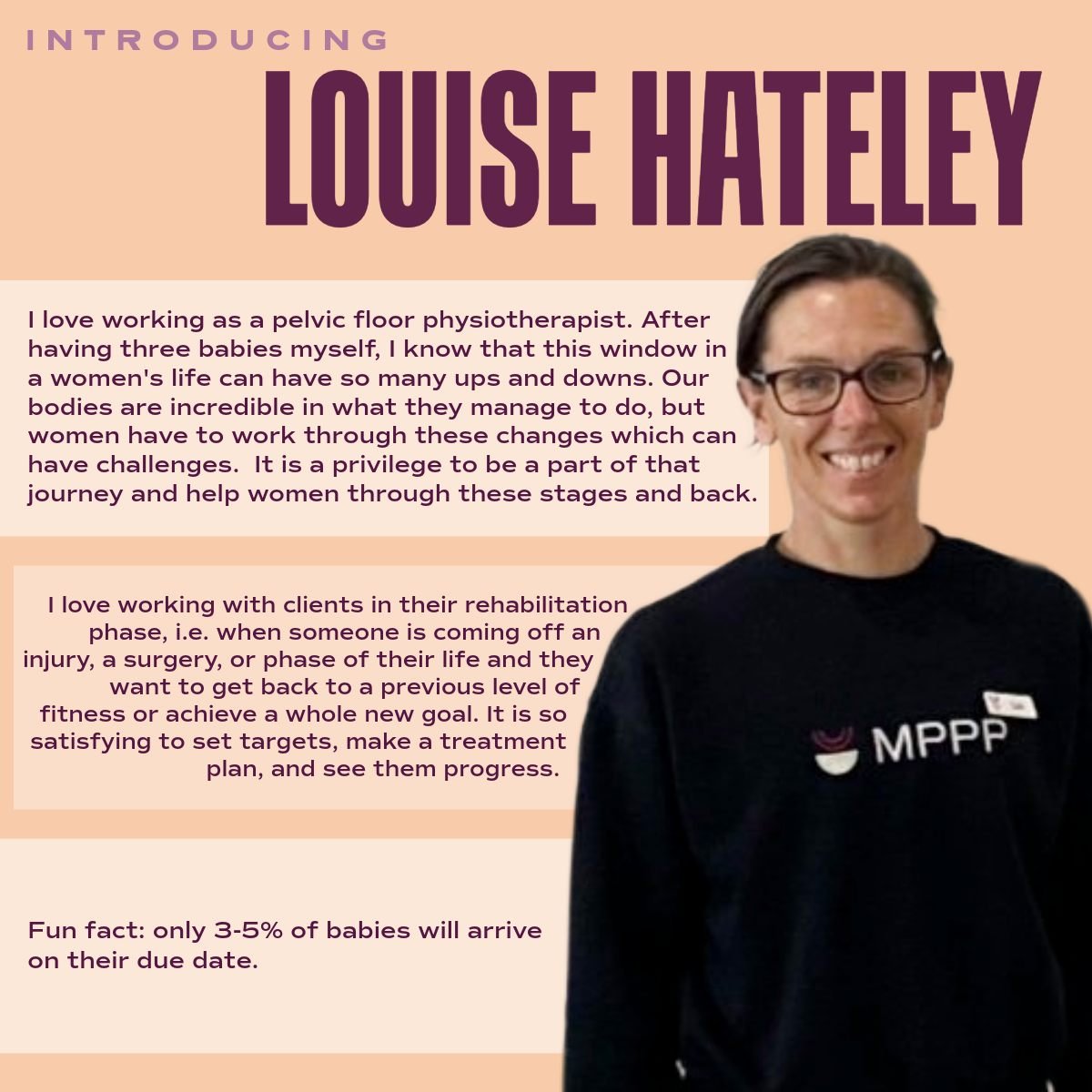 ✨ Meet Lou ✨

Lou is a passionate pelvic floor physiotherapist who loves supporting people through all stages of their pelvic health journey. Having experienced pregnancy and motherhood herself with three children, she understands firsthand the physi