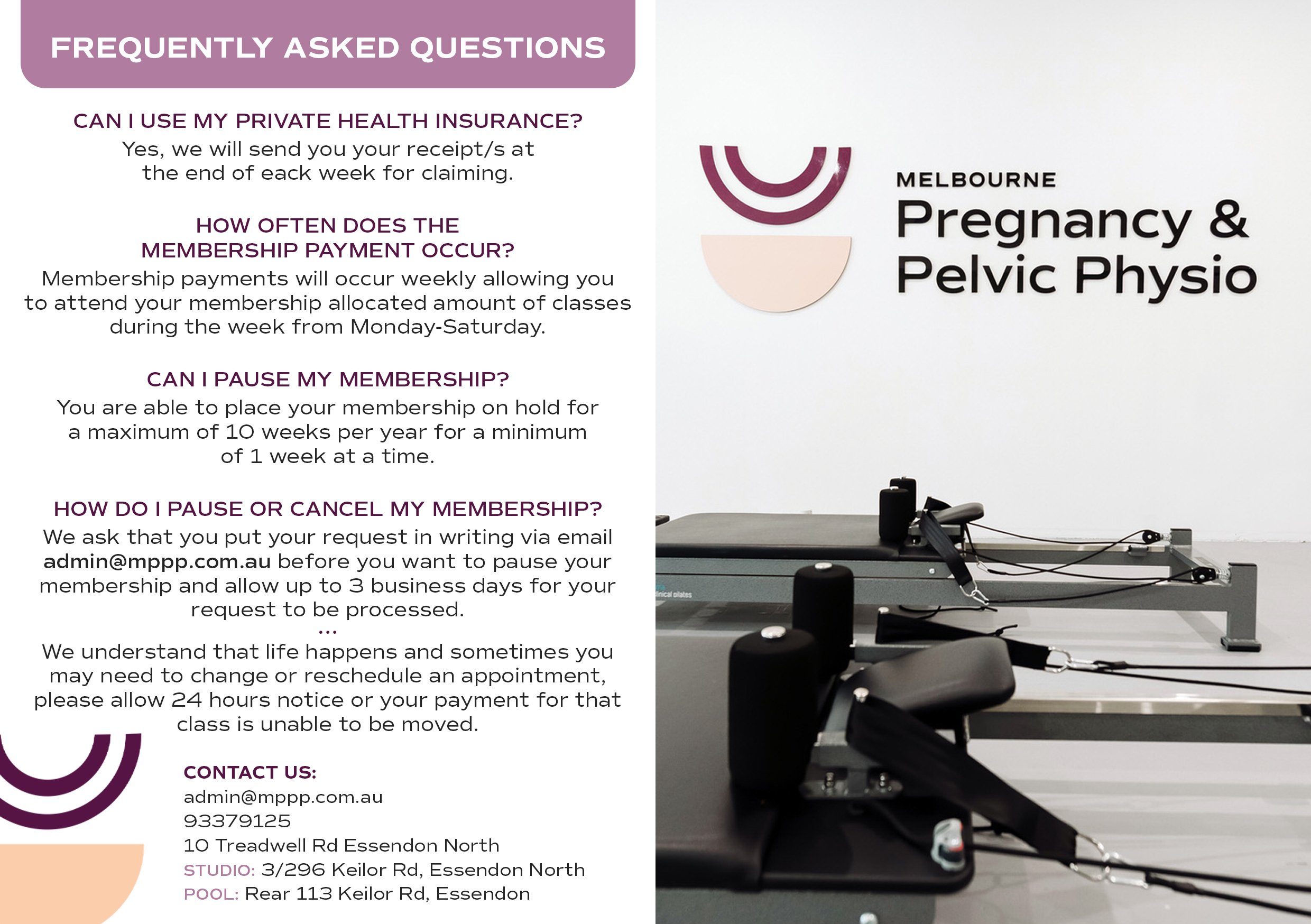 Exercise memberships — Melbourne Pregnancy & Pelvic Floor Physio