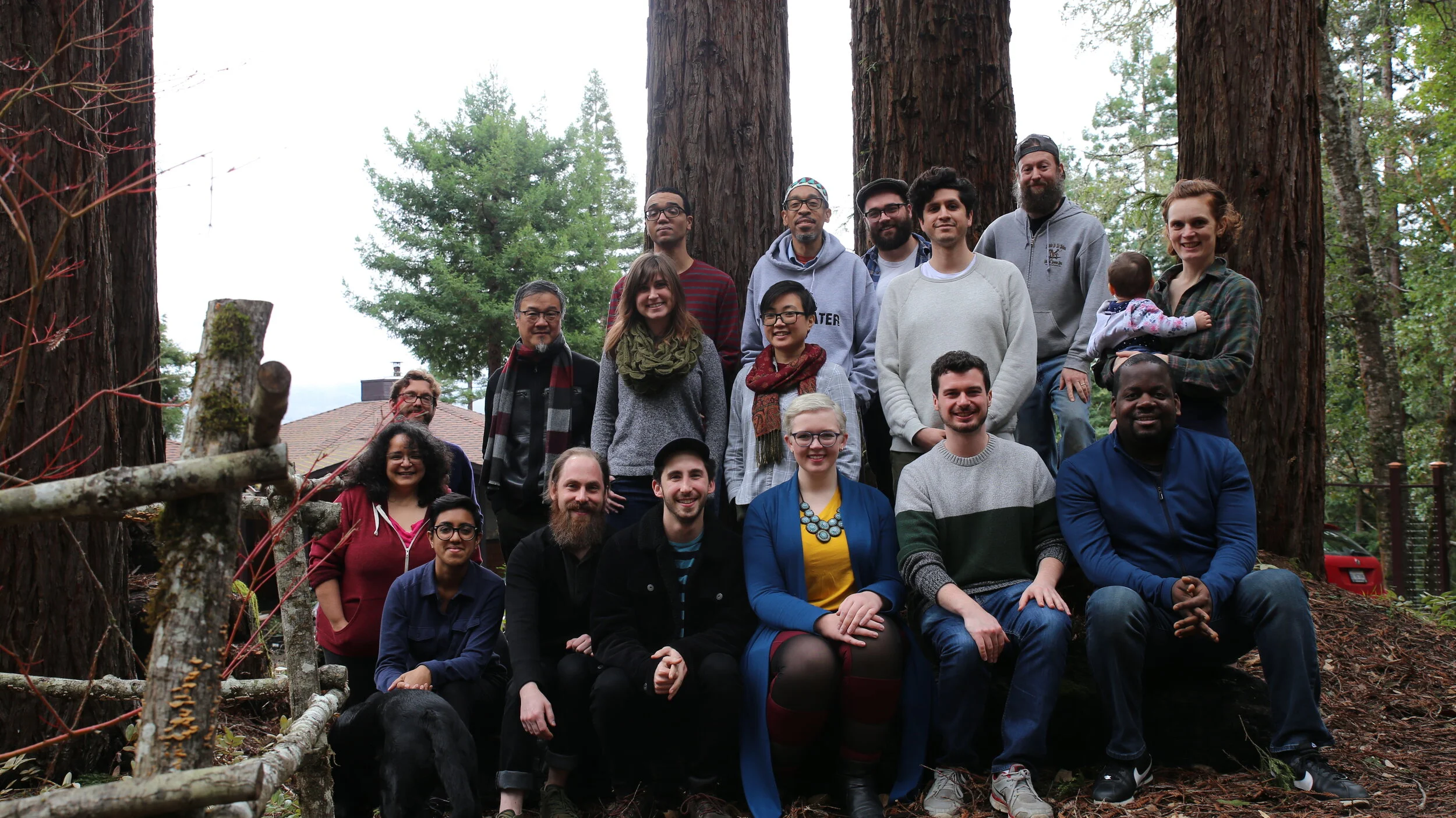 Back row (left to right): Jonathan Mitchell, Kerwin Young, Jonah Gallagher,, Jeremy Lyon Middle row (left to right): Ben Kreith, Charlton Lee, Stephanie Neumann, Erika Oba, Andrew Rodriguez, Kathryn Bates (with baby Corwyn) Bottom row (left to right): Gabriela Frank, Rajna Swaminathan, Clifton Ingram, Sam Weiser, Patricia Wallinga, Shane Cook, Stanford Thompson