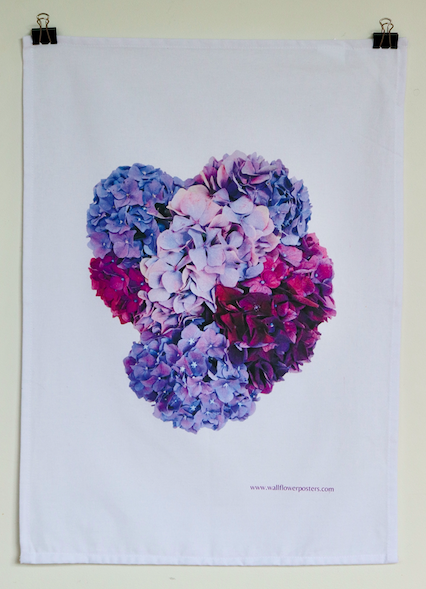 'Summer Hydrangeas' Art Tea Towel