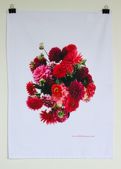 'Dahlia Bunch' Art Tea Towel