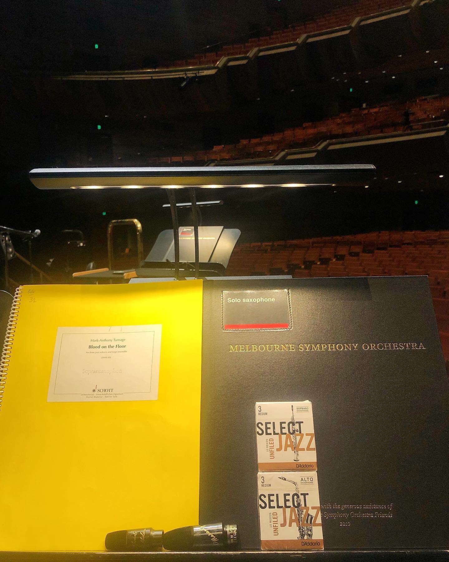 Tomorrow night! 
Mark Anthony Turnage&rsquo;s Blood on the Floor. Been great spending the last few days rehearsing with the @melbournesymphonyorchestra. 
Big shout out to @daddarioauswoodwinds for their support and excellent reeds, and @mattmarantz f