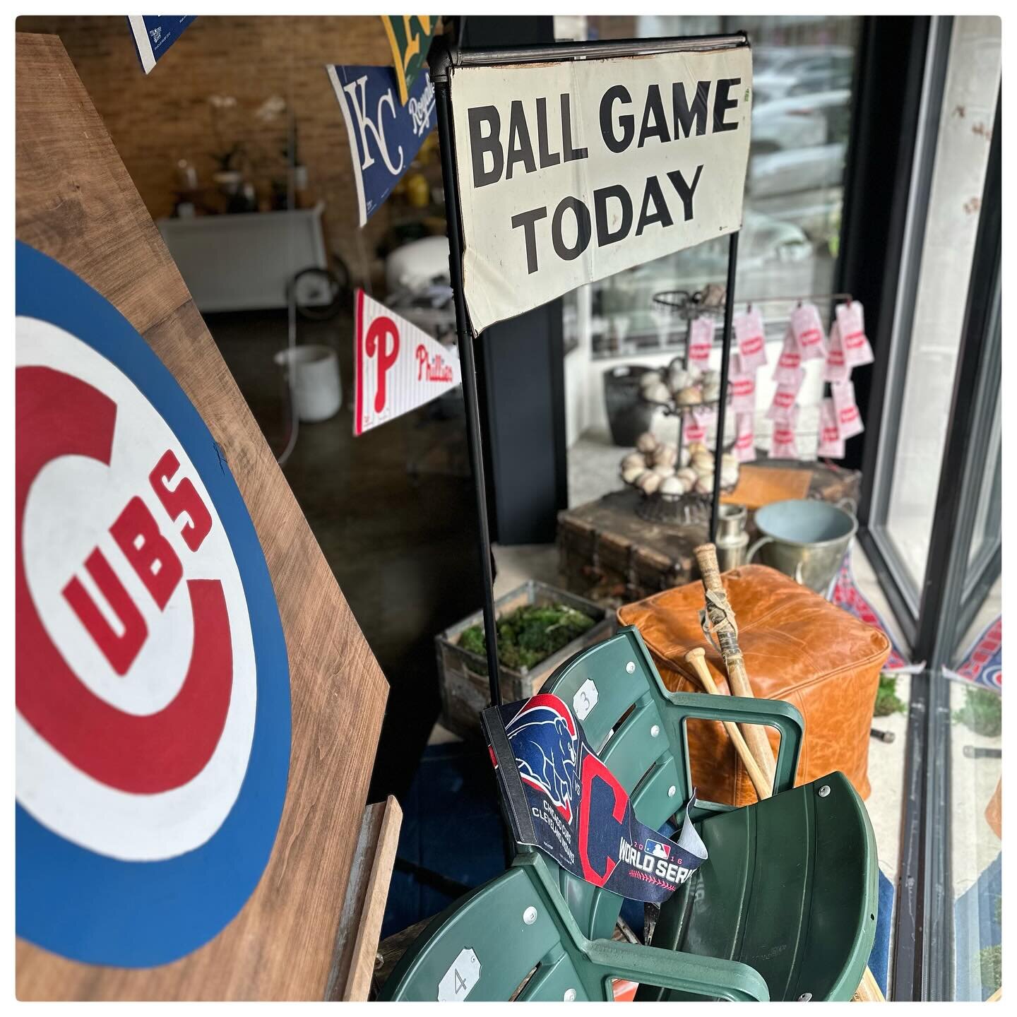 Happy MLB opening day! Dad, we made a window for you at the studio today&hellip;i&rsquo;ll always remember this national holiday and how happy you were to bring your Grandson to a home opener! we even brought your seats from Wrigley! #openingday #mlb