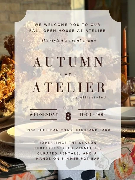event planners!! we are hosting an open house in our venue and you are invited! we want to show you our space and introduce you to our rental inventory to share with your clients. we will have some autumnal treats and an elliestyled activation. 
Oct