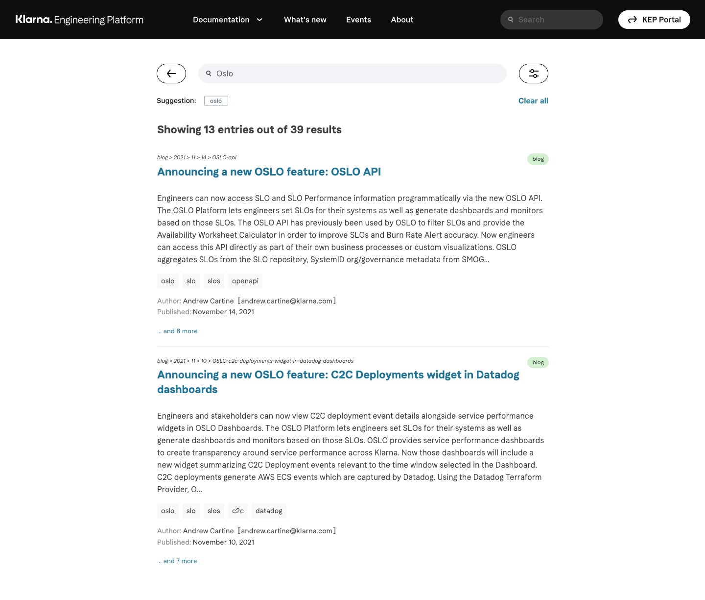 Search Result page