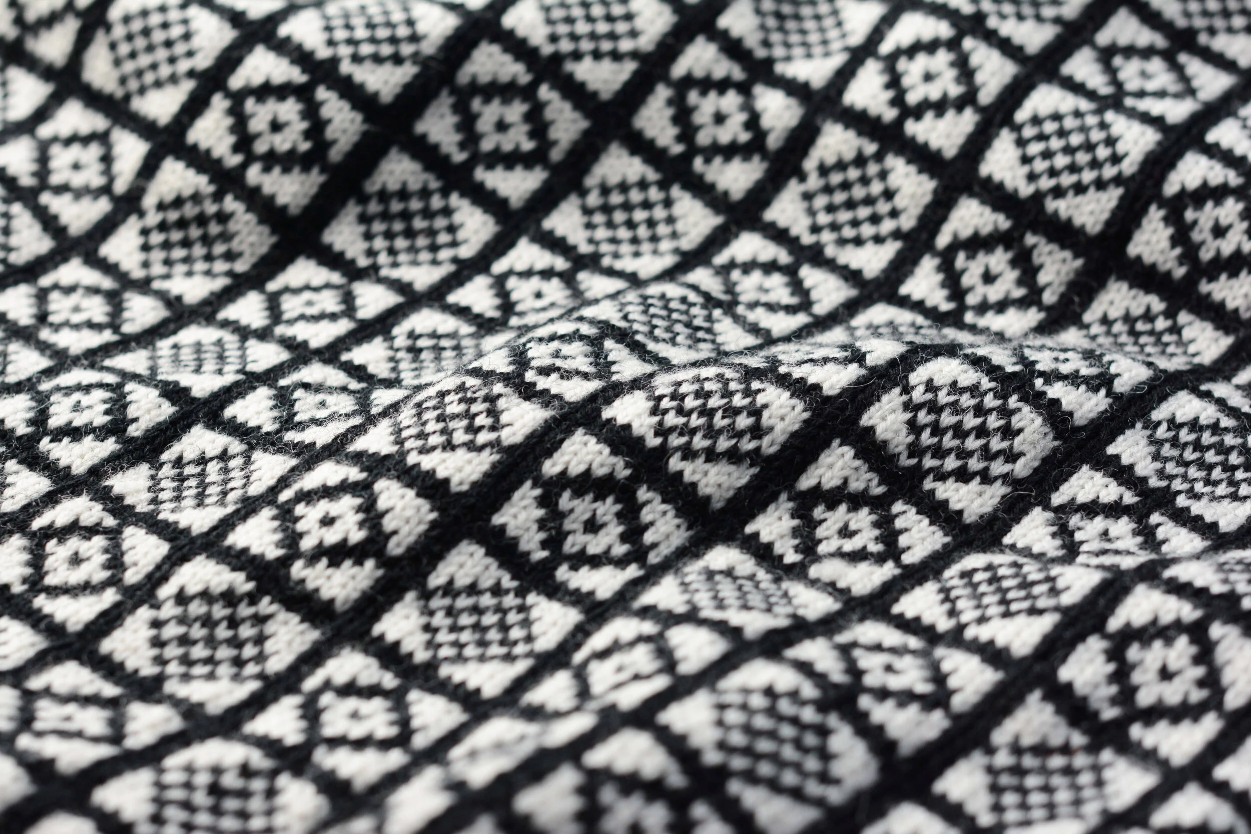 Sanquhar Pattern Designs knitwear in black and white Duke.jpg