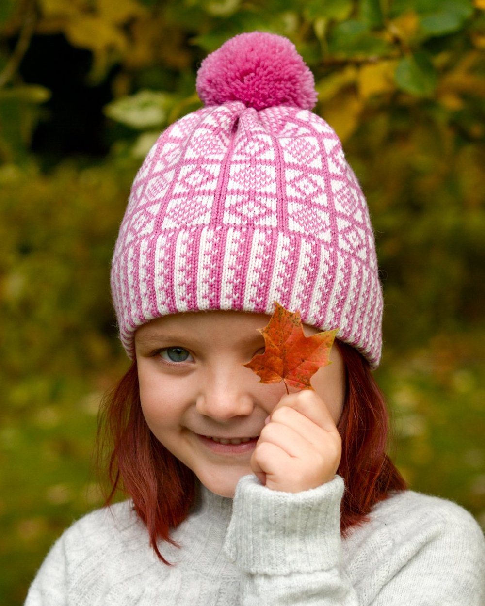 Sanquhar pattern kids pom-pom hat — Sanquhar Pattern Designs