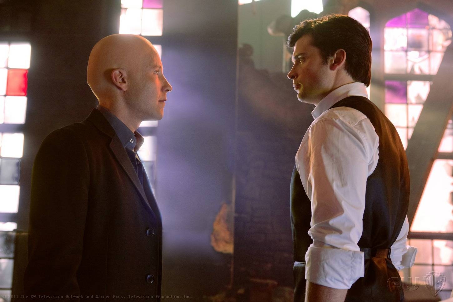 Michael Rosenbaum as Lex and Tom Welling, as Clark, reunited in the series finale