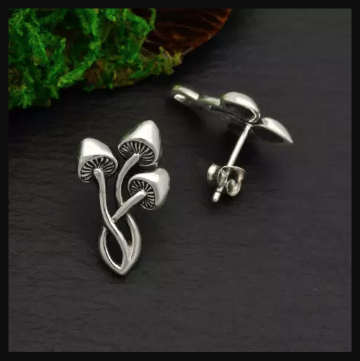 Sterling Silver Three Mushroom Post Earrings — NATURE WALK