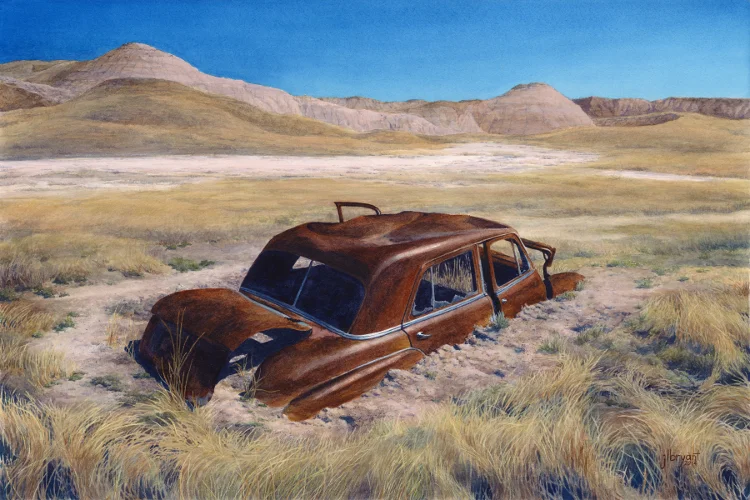 Badlands Bombing Range Deposition and Erosion watercolor : 16 x 24" : print $250 : original available