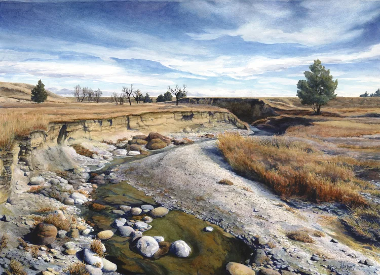 Sage Creek in Spring watercolor : 20.75 x 28.75" : print $350 : original available
