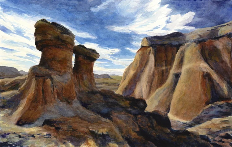 On the Rocks: Above Calhoun Canyon watercolor : 18 x 28.75" : print $315 : original available