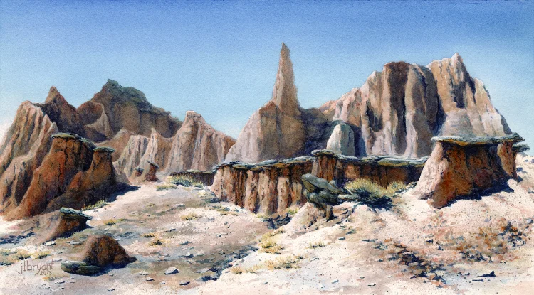 Hidden Monuments watercolor : 8.875 x 16" : print $100 : original sold