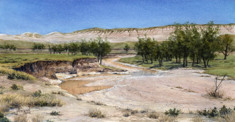 Battle Creek with Plenty Star Table watercolor : 6.25 x 12" : print $50 : original available