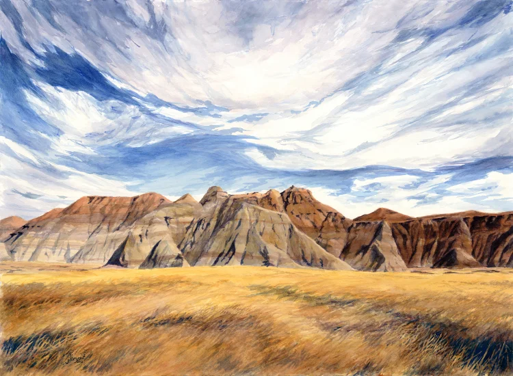 Calhoun Canyon: End of the Beginning watercolor : 21.25 x 29" : print $350 : original available
