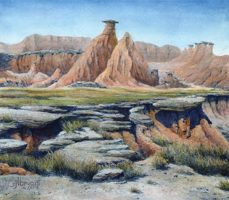 Erosion in the Palmer Creek Unit watercolor : 6.75 x 7.75" : print $35 : original sold