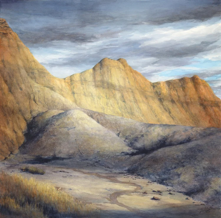 Badlands at My Door watercolor : 21 x 21" : print $275 : original available