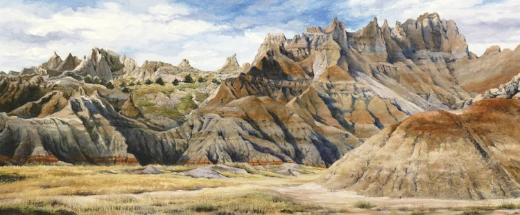North Unit: Cedar Pass Area watercolor : 24 x 10" : print $150 : original NFS