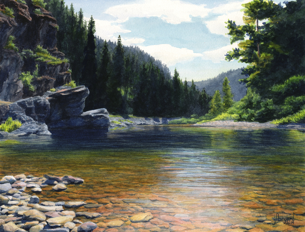 Coeur d'Alene River watercolor : 9.5 x 12.5" : print $80 : original sold