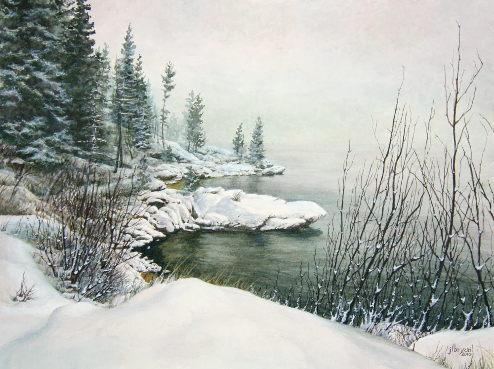 Tubbs Hill: First Snow watercolor : 12 x 16" : print $115 : original sold