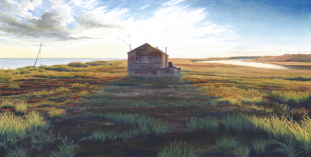 Anigaaq Ranger Station, Cape Krusenstern National Monument, Alaska watercolor : 14.5 x 29 : print $275 : original available