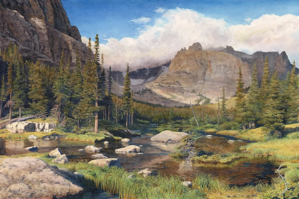 Approaching The Loch, Rocky Mountain National Park watercolor : 16 x 24" : print $250 : original sold