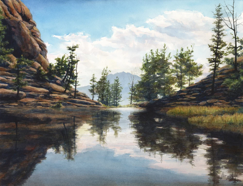 Gem Lake, Rocky Mountain National Park watercolor : 13 x 17" : print $140 : original available