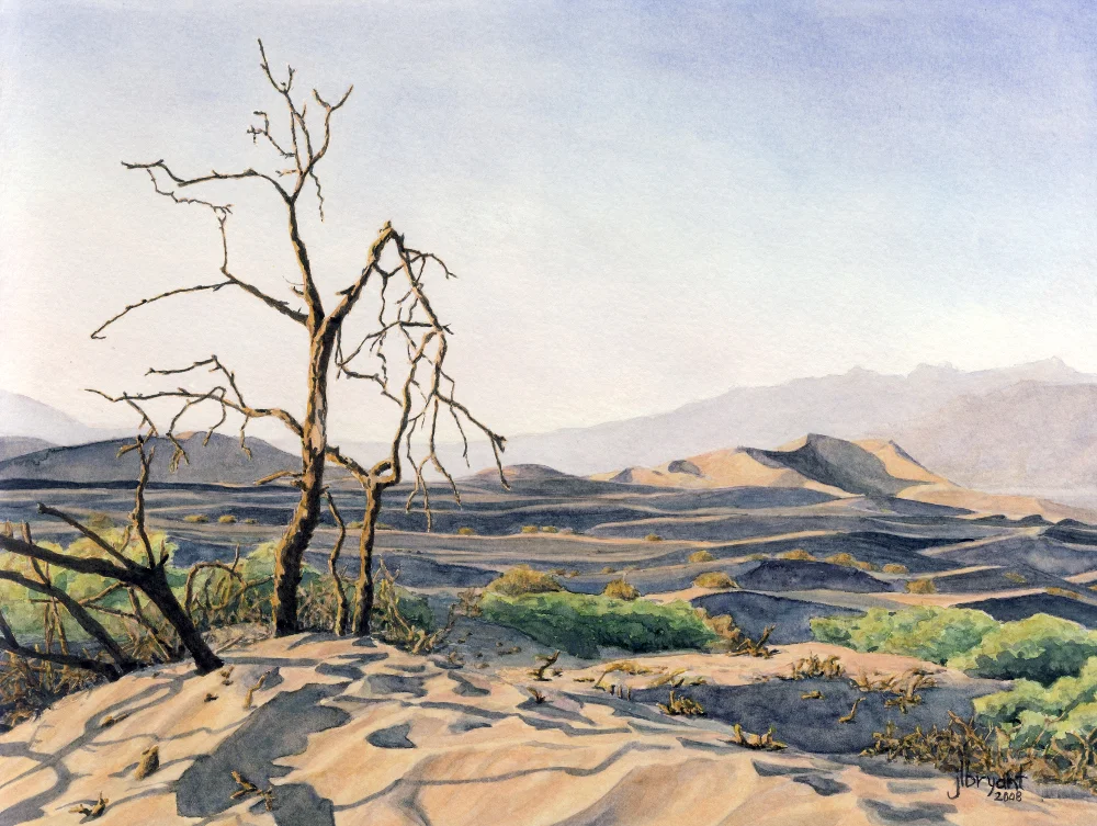 Dunes at Stovepipe Wells, Death Valley National Park watercolor : 9 x 12" : original available