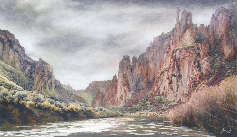 South Fork Owyhee River watercolor : 12 x 21” : print $160 : original sold