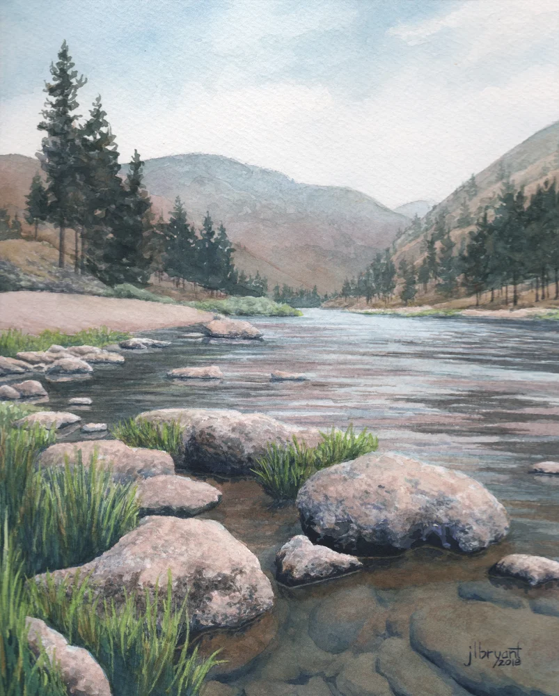 Salmon River at Alison Creek watercolor : 10 x 8” : original sold