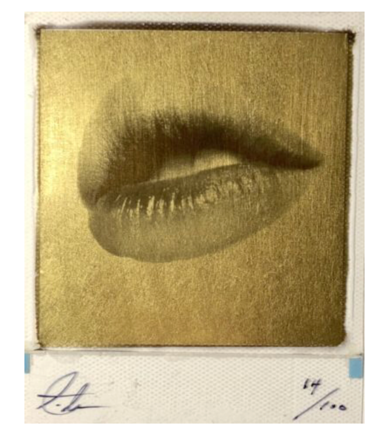 Lips by Andrew J Millar. 24 carat gold leaf on Polaroid.