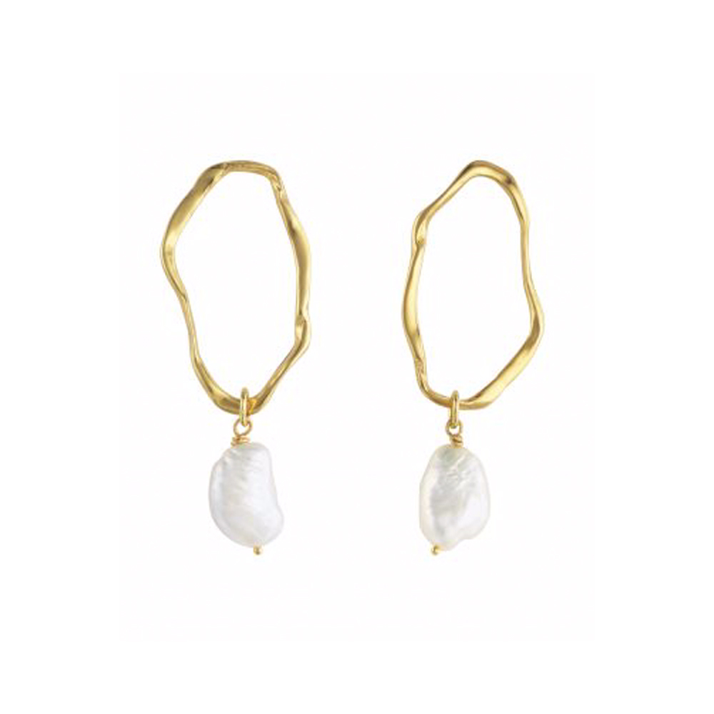 Gold ripple earrings with pearls by Deborah Blythe £155