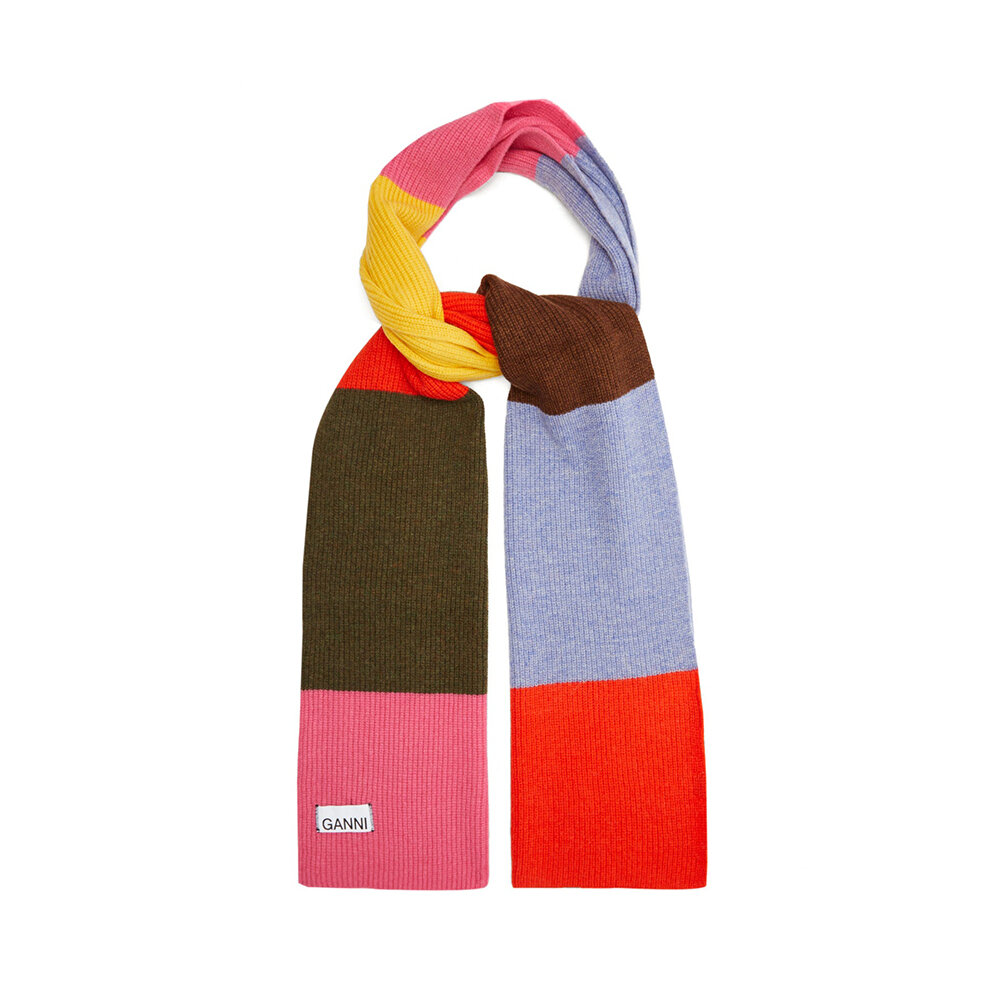 Wool blend scarf by Ganni at Matches £120