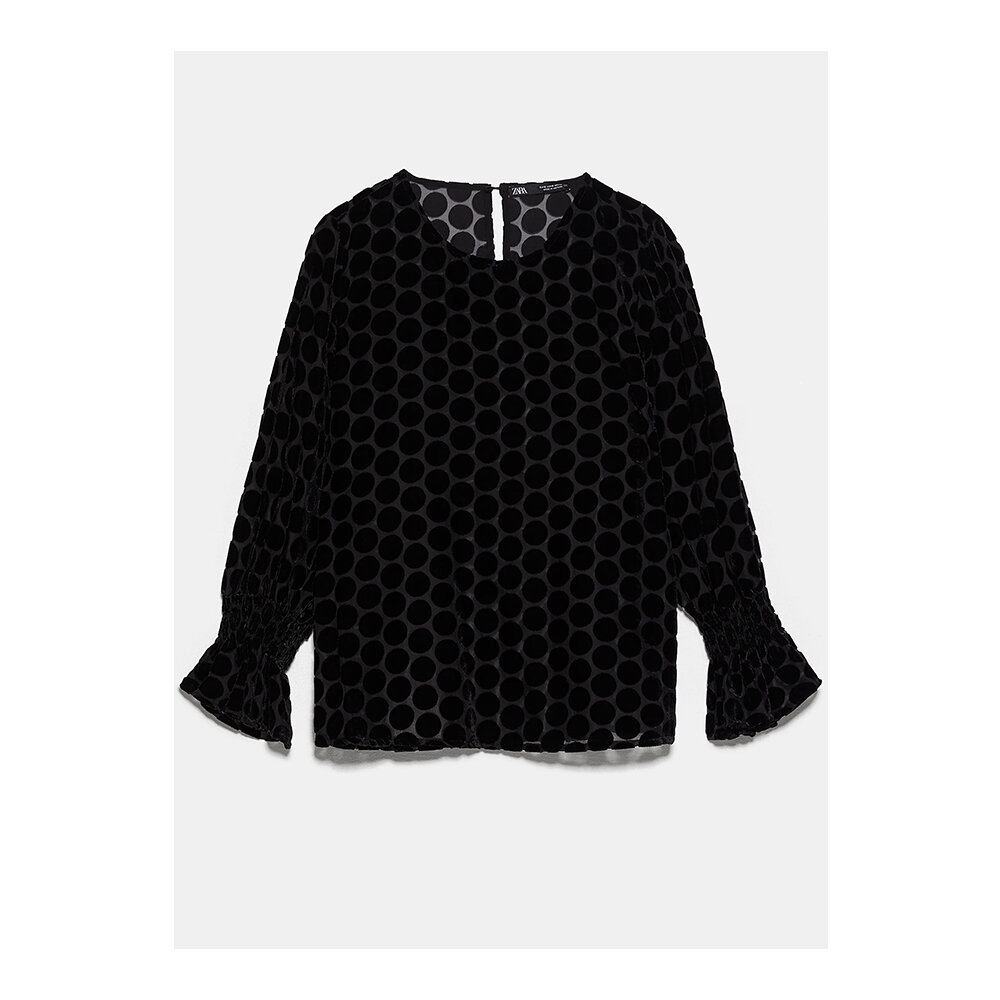 Velvet polka dot blouse by Zara £25.99