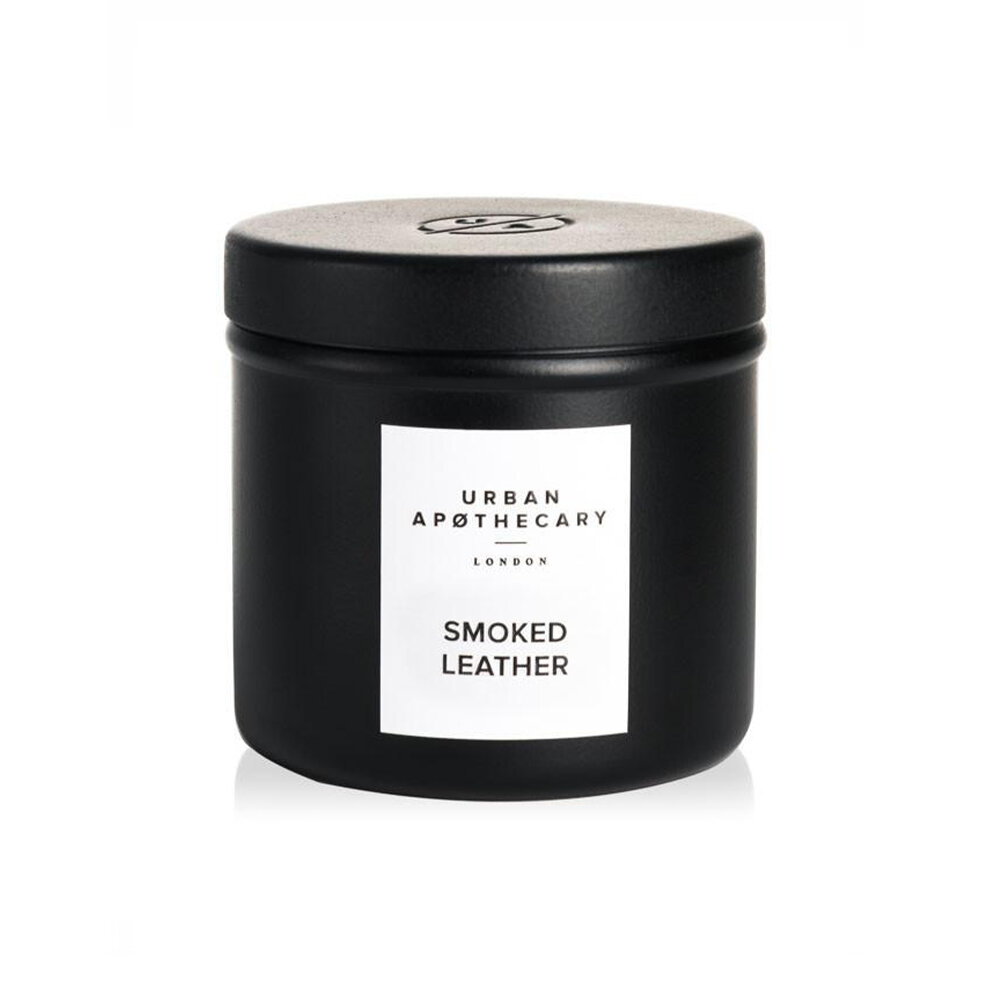 Smoked leather travel candle by Urban Apothecary £20