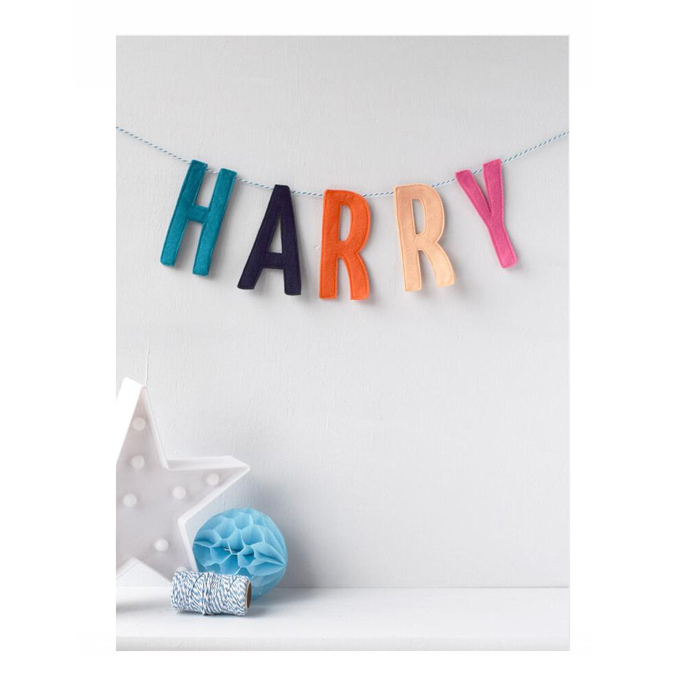 Personalised felt letter garland by House of Hooray  £2.50 per letter 