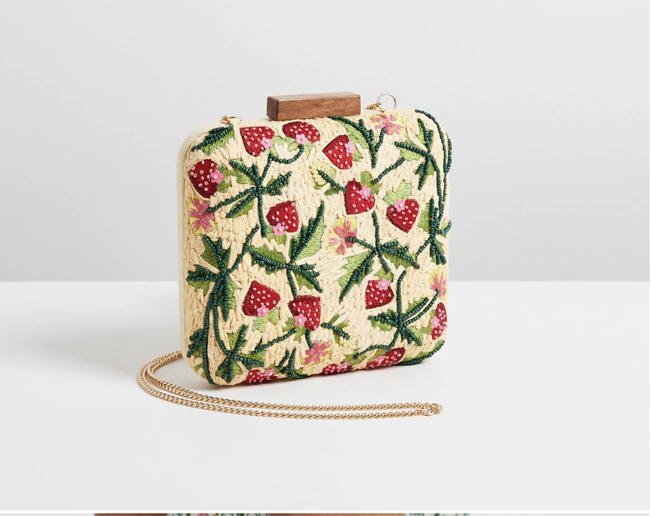 Strawberry clutch bag, £49.50, Oliver Bonas