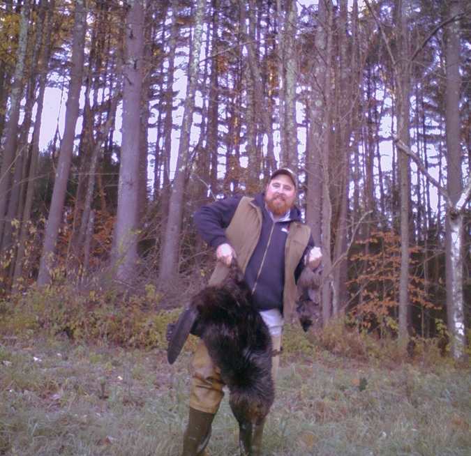 The author with a morning's bounty of beaver and muskrat.