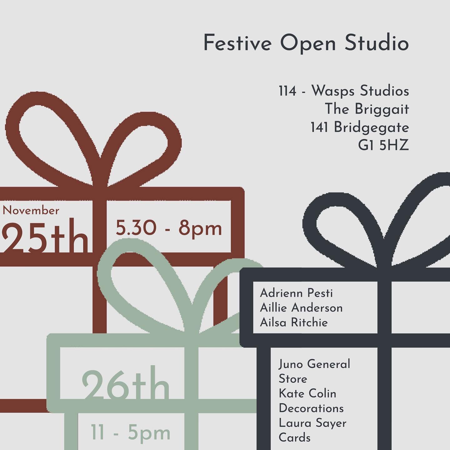 Event news ~ We are so happy to be bringing back our Festive Open Studio for 2022!

Come along and join us for a festive weekend of shopping lovely jewellery gifts by @aillieanderson.silver @adriennpesti_design &amp; myself, straight from our studio!