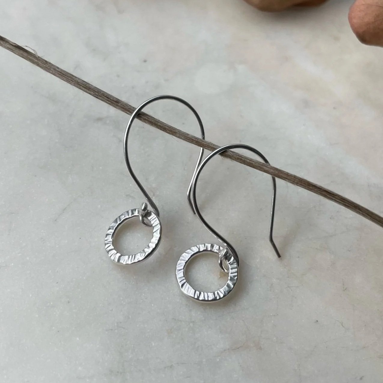 Bark Circle Drop Earrings